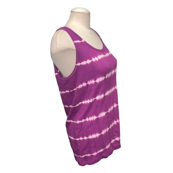 Sonoma Sz XL Tie-Dye Everyday Rib Tank Top Stretch & Tag-Free Comfort Purple & W - Picture 7 of 7